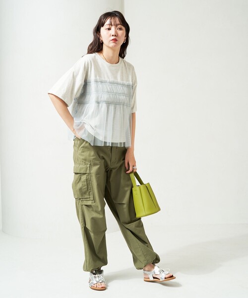 セール】限定展開 チュール フリル ドッキング 半袖 Tシャツ（T