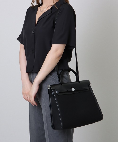 Lace Ladies(レースレディース)の「キャンバス 2WAY バイカラー スクエア トートバッグ(トートバッグ・レディース・ブラック/ブラウン/ブラック×ホワイト・FREE)」の6枚目の写真
