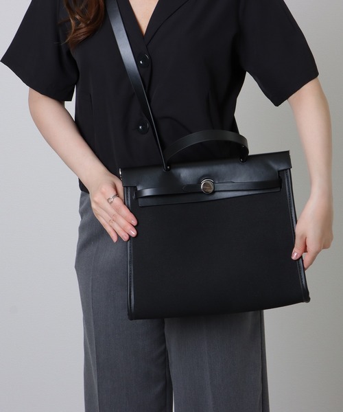 Lace Ladies(レースレディース)の「キャンバス 2WAY バイカラー スクエア トートバッグ(トートバッグ・レディース・ブラック/ブラウン/ブラック×ホワイト・FREE)」の8枚目の写真