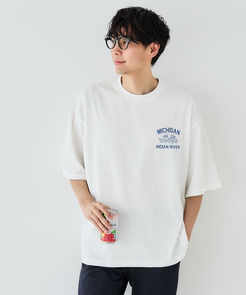 coca(coca)(コカ)の「メンズ イラストプリント半袖Tシャツ(Tシャツ/カットソー・メンズ・ホワイト/ネイビー・XL/L/M)」の10枚目の写真