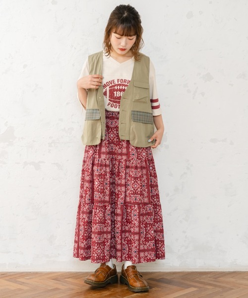 eLur(エラー)の「ペイズリーティアードスカート(スカート・レディース・レッド/ブラック・FREE)」の11枚目の写真