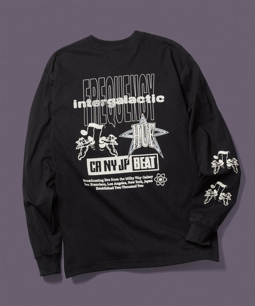 HUF（ハフ）の「INTERGALACTIC FREQUENCY LS TEE  / HUF ハフ ロングスリーブTシャツ ロンT（Tシャツ/カットソー・メンズ・ホワイト/ブラウン系その他/ブラック・X-LARGE/LARGE/MEDIUM/SMALL）」の3枚目の写真