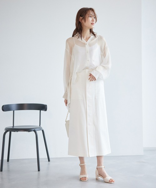 ROPE' PICNIC(ロペピクニック)の「ミリタリーベイカースカート/防汚加工(スカート・レディース・サックスブルー/ホワイト/ネイビー/ベージュ・36/38/40)」の9枚目の写真