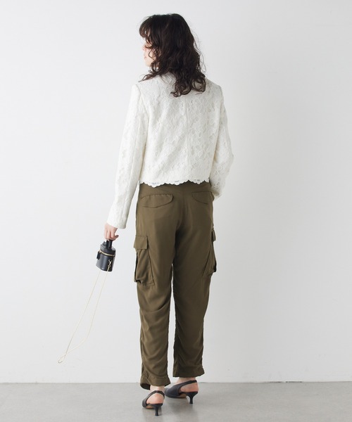 Whim Gazette（ウィムガゼット）の「レースジャケット（ノーカラージャケット・レディース・オフホワイト/モカ・FREE）」の16枚目の写真
