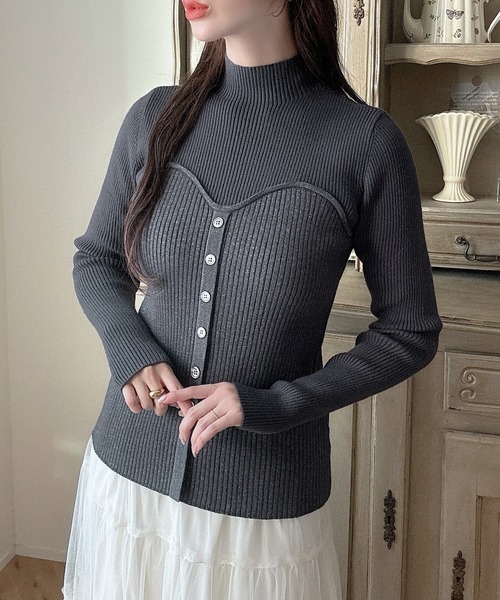 セール】ラメビスチェリブニットトップス（ニット/セーター）｜Meiru