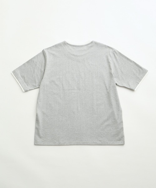 ADAM ET ROPE'（アダムエロペ）の「ラウンドネック レイヤード Tシャツ / ユニセックス（Tシャツ/カットソー・メンズ・ライトグレー/ブラック/ベージュ・L/M）」の7枚目の写真