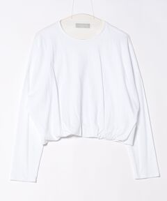 裾タッククルーネックカットソー-手洗い可-