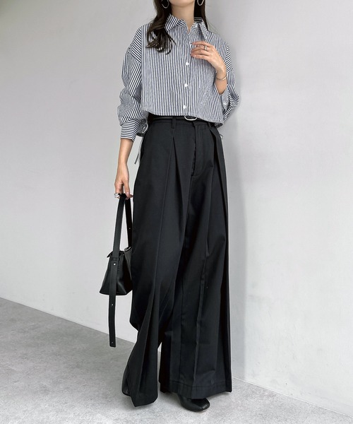 andme（アンドミー）の「無地/ストライプショート丈リボンシャツブラウス（シャツ/ブラウス・レディース・オフホワイト/ライトブルー/グレー×ホワイト/ネイビー×ホワイト・M）」の15枚目の写真