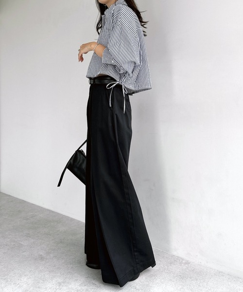 andme（アンドミー）の「無地/ストライプショート丈リボンシャツブラウス（シャツ/ブラウス・レディース・オフホワイト/ライトブルー/グレー×ホワイト/ネイビー×ホワイト・M）」の16枚目の写真