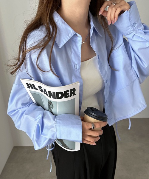 andme（アンドミー）の「無地/ストライプショート丈リボンシャツブラウス（シャツ/ブラウス・レディース・オフホワイト/ライトブルー/グレー×ホワイト/ネイビー×ホワイト・M）」の18枚目の写真