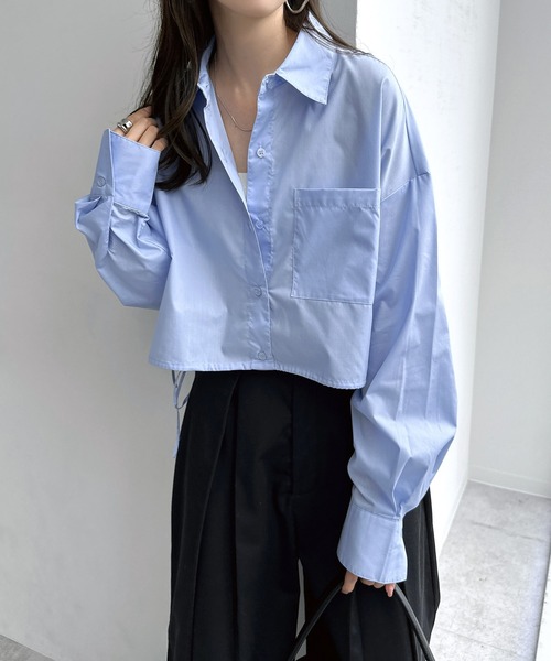 andme（アンドミー）の「無地/ストライプショート丈リボンシャツブラウス（シャツ/ブラウス・レディース・オフホワイト/ライトブルー/グレー×ホワイト/ネイビー×ホワイト・M）」の20枚目の写真