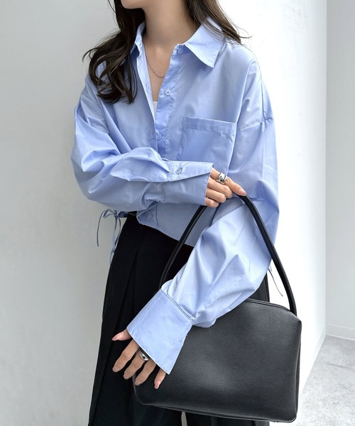 andme（アンドミー）の「無地/ストライプショート丈リボンシャツブラウス（シャツ/ブラウス・レディース・オフホワイト/ライトブルー/グレー×ホワイト/ネイビー×ホワイト・M）」の21枚目の写真