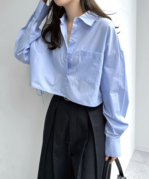 andme（アンドミー）の「無地/ストライプショート丈リボンシャツブラウス（シャツ/ブラウス・レディース・オフホワイト/ライトブルー/グレー×ホワイト/ネイビー×ホワイト・M）」の22枚目の写真