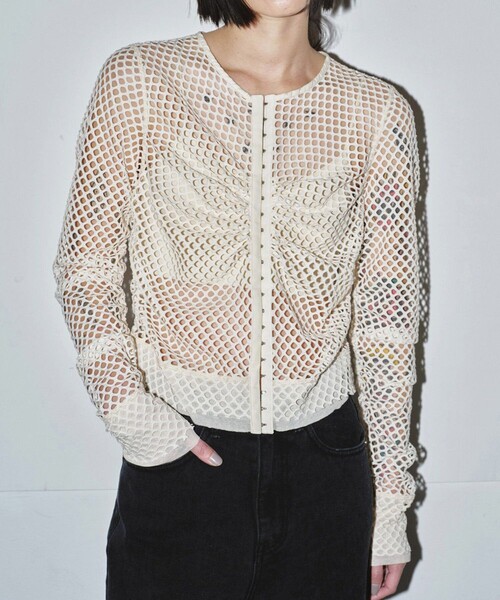 トップス todayful Mesh Shirring Cardigan TODAYFUL(トゥデイフル)の「【TODAYFUL】Mesh Shirring