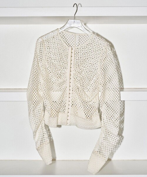todayful / Mesh Shirring Cardigan