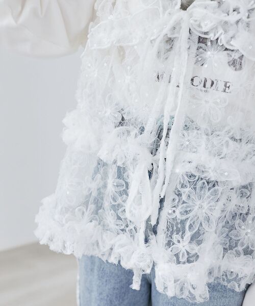 MAJESTIC LEGON（マジェスティックレゴン）の「フリルレースシアービスチェ（キャミソール・レディース・ブラック/ピンクベージュ/ホワイト系その他・MEDIUM）」の7枚目の写真