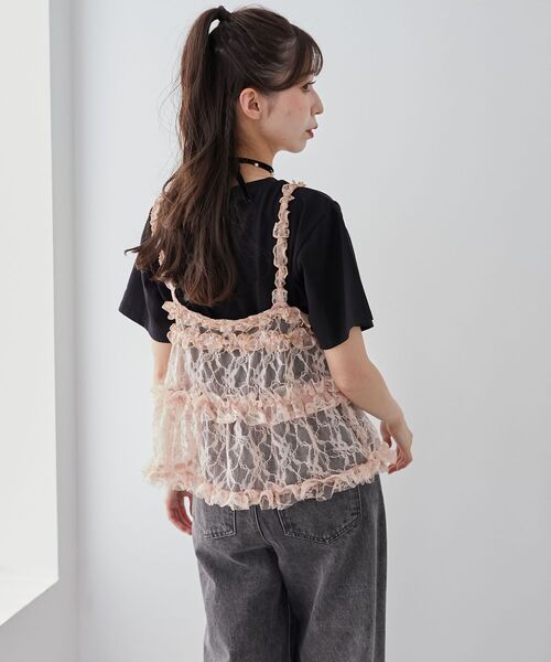 MAJESTIC LEGON（マジェスティックレゴン）の「フリルレースシアービスチェ（キャミソール・レディース・ブラック/ピンクベージュ/ホワイト系その他・MEDIUM）」の17枚目の写真