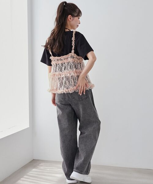 MAJESTIC LEGON（マジェスティックレゴン）の「フリルレースシアービスチェ（キャミソール・レディース・ブラック/ピンクベージュ/ホワイト系その他・MEDIUM）」の21枚目の写真