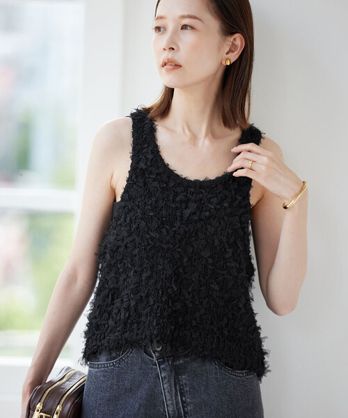 【SLOBE IENA】リボンヤーンタンクトップ SLOBE IENA（スローブイエナ）の「リボンヤーンタンクトップ