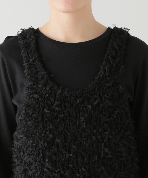 SLOBE IENA（スローブイエナ）の「リボンヤーンタンクトップ（タンクトップ・レディース・ブラック/アイボリー・FREE）」の19枚目の写真