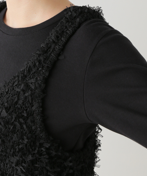 SLOBE IENA（スローブイエナ）の「リボンヤーンタンクトップ（タンクトップ・レディース・ブラック/アイボリー・FREE）」の21枚目の写真