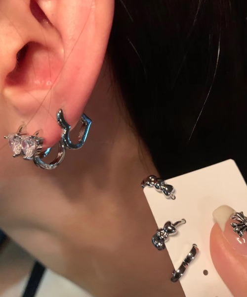 MASHIRO】Y2Kハートフープピアス6点セット（ピアス（両耳用
