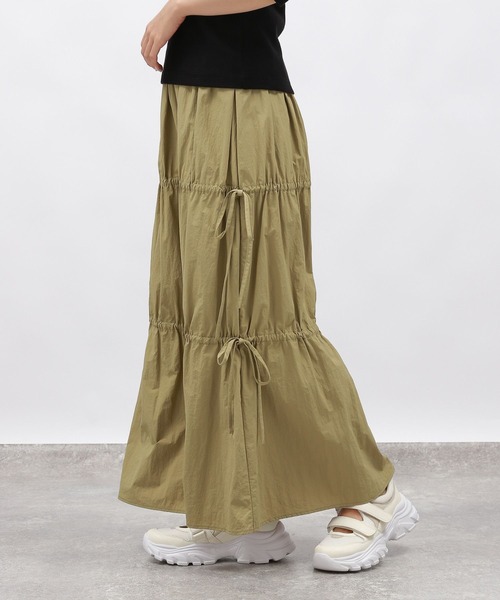 LAKOLE(ラコレ)の「ドロストリボンスカート / 148722(スカート・レディース・グレー/ブラック/マスタード・FREE)」の1枚目の写真