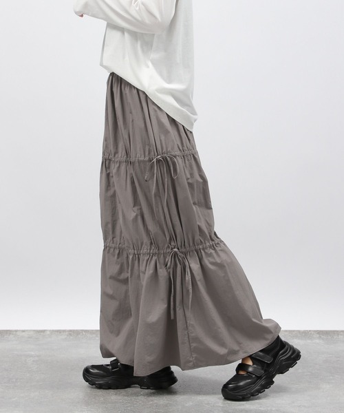 LAKOLE(ラコレ)の「ドロストリボンスカート / 148722(スカート・レディース・グレー/ブラック/マスタード・FREE)」の10枚目の写真