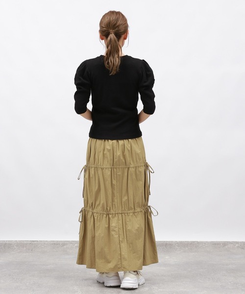 LAKOLE(ラコレ)の「ドロストリボンスカート / 148722(スカート・レディース・グレー/ブラック/マスタード・FREE)」の14枚目の写真