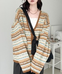 【mily bilet】大人レトロが気分♪冬に大活躍。レトロノルディックジップカーディガン