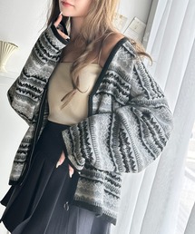 【mily bilet】大人レトロが気分♪冬に大活躍。レトロノルディックジップカーディガン