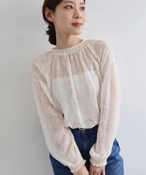 le.coeur blanc（ルクールブラン）の「カットジャガードギャザーブラウス（シャツ/ブラウス・レディース・ブラック/アイボリー・38）」の17枚目の写真