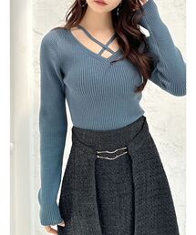 RESEXXY | デコルテクロスニットトップス(ニット/セーター)