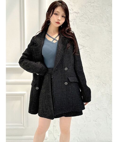 RESEXXY（リゼクシー）の「デコルテクロスニットトップス（ニット/セーター・レディース・ブルー/ピンク/ホワイト/ブラック・FREE）」の21枚目の写真