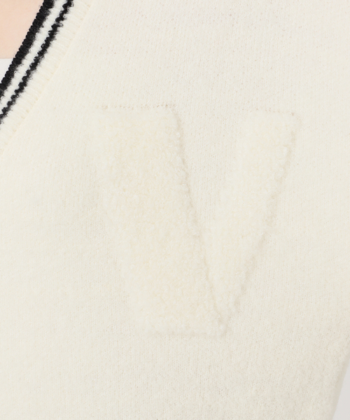 セール】ウールブレンドパイルロゴカレッジカーディガン