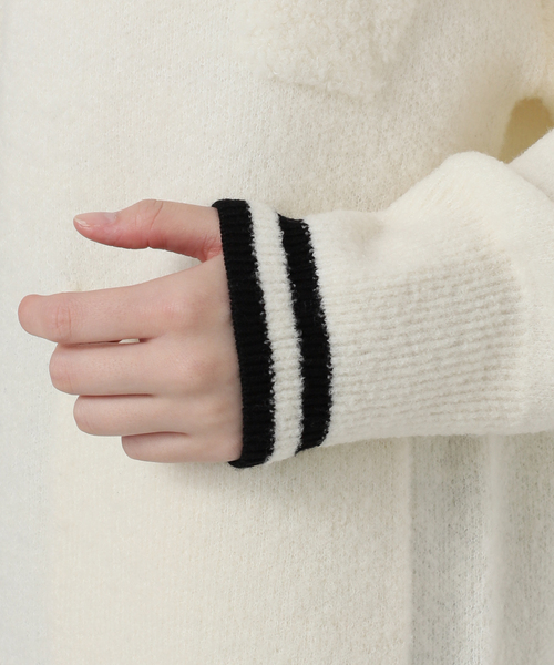 セール】ウールブレンドパイルロゴカレッジカーディガン（カーディガン