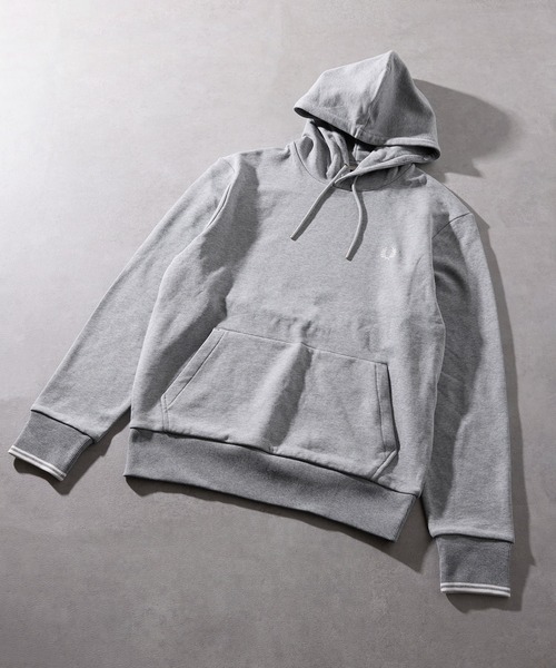 FRED PERRY（フレッドペリー）の「【FRED PERRY】TIPPED HOODED SWEATSHIRT フレッドペリー スウェットパーカー ワンポイントロゴ刺繍 M2643（パーカー・メンズ・ブラック/ネイビー/グレー/グリーン・S/M/L/XS/XL）」の8枚目の写真