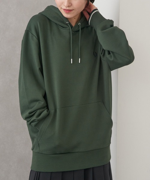 フレッドペリー フード付きパーカー オリーブグリーン FRED PERRY】TIPPED HOODED SWEATSHIRT フレッドペリー スウェット
