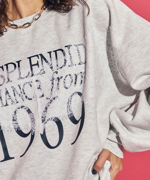 uyu.(ウユ)の「Lace Docking Logo Over Sweatshirts / レースドッキングロゴオーバースウェット【uyu.】(スウェット・レディース・ブラック/オートミール・FREE)」の3枚目の写真