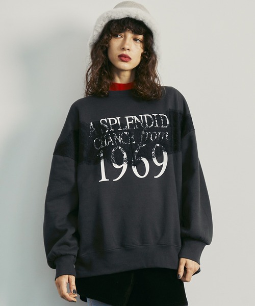 uyu.(ウユ)の「Lace Docking Logo Over Sweatshirts / レースドッキングロゴオーバースウェット【uyu.】(スウェット・レディース・ブラック/オートミール・FREE)」の22枚目の写真