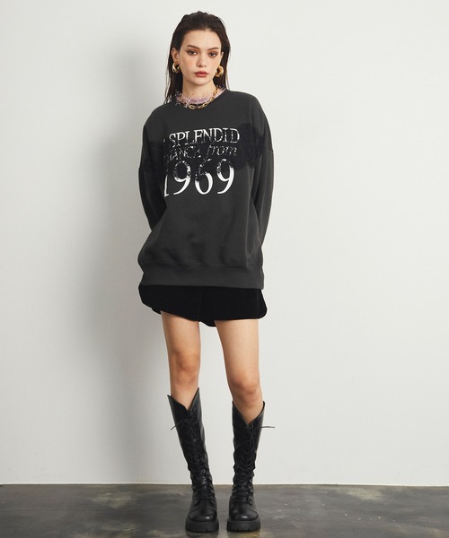 uyu.(ウユ)の「Lace Docking Logo Over Sweatshirts / レースドッキングロゴオーバースウェット【uyu.】(スウェット・レディース・ブラック/オートミール・FREE)」の18枚目の写真
