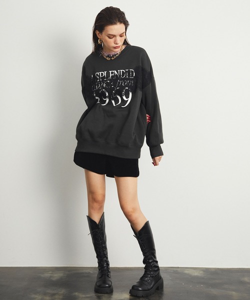 uyu.(ウユ)の「Lace Docking Logo Over Sweatshirts / レースドッキングロゴオーバースウェット【uyu.】(スウェット・レディース・ブラック/オートミール・FREE)」の20枚目の写真