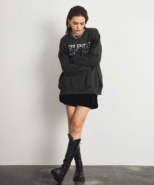 uyu.(ウユ)の「Lace Docking Logo Over Sweatshirts / レースドッキングロゴオーバースウェット【uyu.】(スウェット・レディース・ブラック/オートミール・FREE)」の21枚目の写真