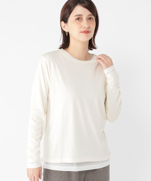 studio CLIP（スタディオクリップ）の「2枚セットシアーTシャツ[プラスサイズあり]（Tシャツ/カットソー・レディース・その他1/その他2/その他3・MEDIUM/LARGE/ﾌﾘｰ(L)）」の4枚目の写真