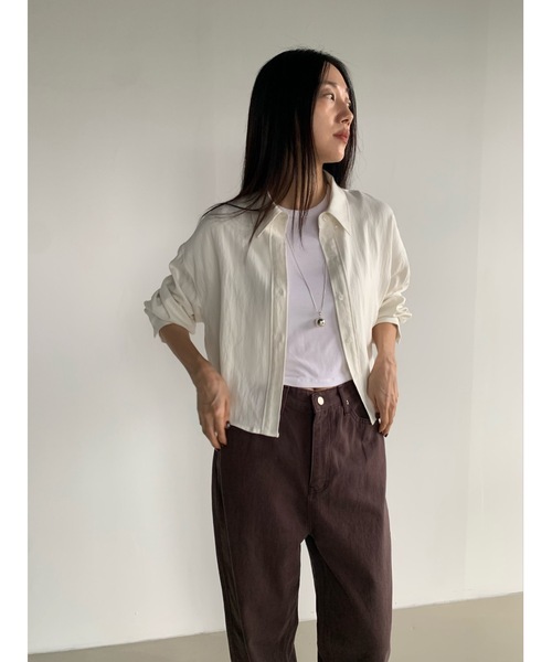 Didot.showroom(ディドット ショールーム)の「ラウンドヘムクロップド丈ワークシャツ(シャツ/ブラウス・レディース・アイボリー/ブラック/スカイブルー・FREE)」の22枚目の写真