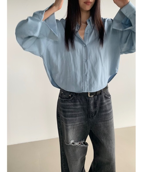Didot.showroom(ディドット ショールーム)の「ラウンドヘムクロップド丈ワークシャツ(シャツ/ブラウス・レディース・アイボリー/ブラック/スカイブルー・FREE)」の11枚目の写真