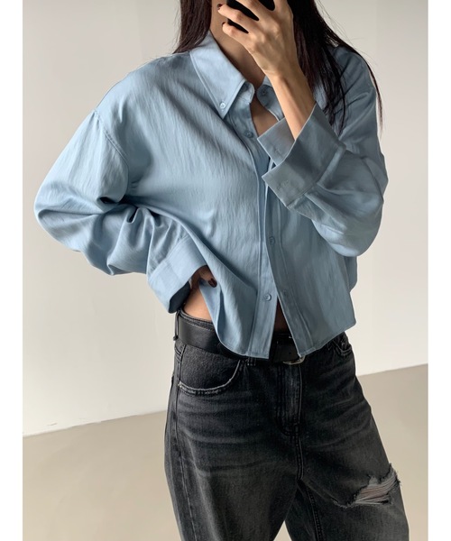 Didot.showroom(ディドット ショールーム)の「ラウンドヘムクロップド丈ワークシャツ(シャツ/ブラウス・レディース・アイボリー/ブラック/スカイブルー・FREE)」の12枚目の写真