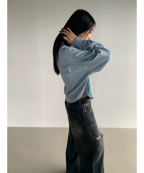 Didot.showroom(ディドット ショールーム)の「ラウンドヘムクロップド丈ワークシャツ(シャツ/ブラウス・レディース・アイボリー/ブラック/スカイブルー・FREE)」の13枚目の写真