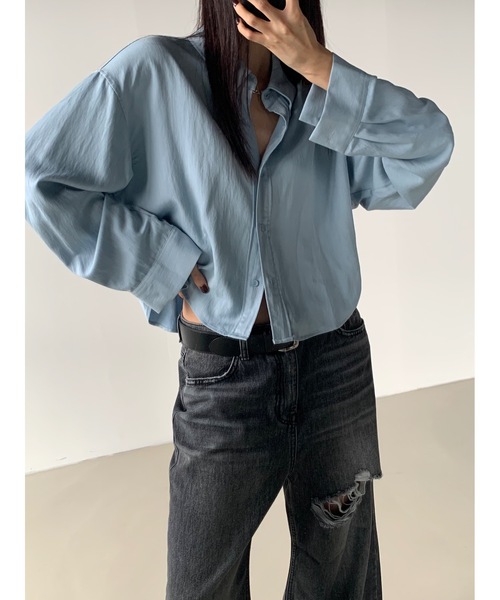 Didot.showroom(ディドット ショールーム)の「ラウンドヘムクロップド丈ワークシャツ(シャツ/ブラウス・レディース・アイボリー/ブラック/スカイブルー・FREE)」の10枚目の写真