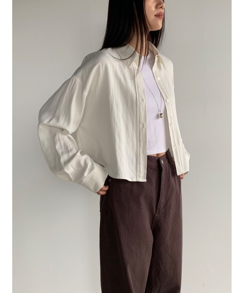 Didot.showroom(ディドット ショールーム)の「ラウンドヘムクロップド丈ワークシャツ(シャツ/ブラウス・レディース・アイボリー/ブラック/スカイブルー・FREE)」の19枚目の写真